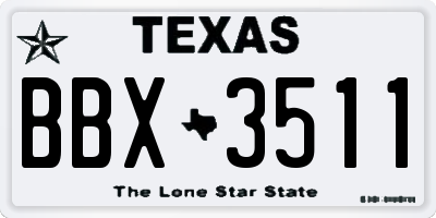 TX license plate BBX3511