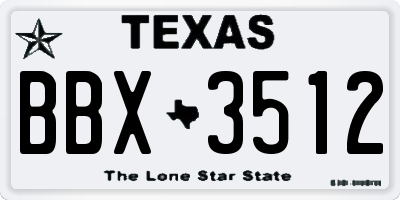 TX license plate BBX3512