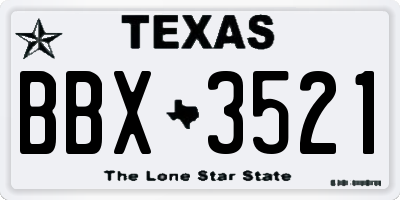 TX license plate BBX3521