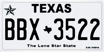 TX license plate BBX3522