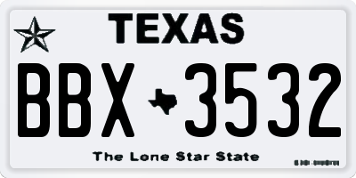TX license plate BBX3532