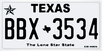 TX license plate BBX3534