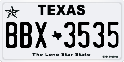 TX license plate BBX3535
