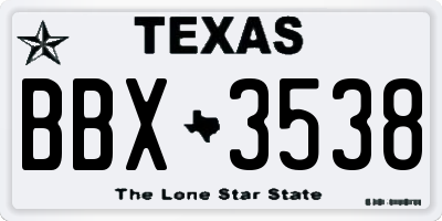 TX license plate BBX3538