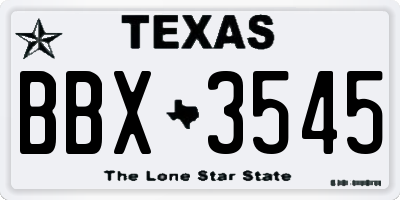 TX license plate BBX3545