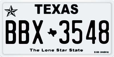 TX license plate BBX3548