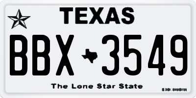 TX license plate BBX3549