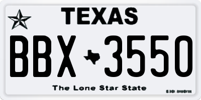 TX license plate BBX3550