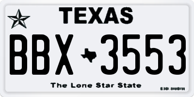 TX license plate BBX3553