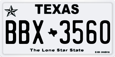 TX license plate BBX3560