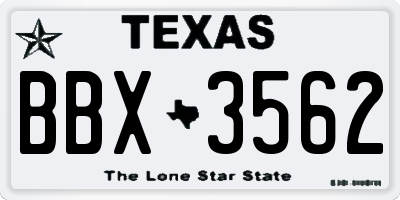 TX license plate BBX3562
