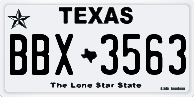 TX license plate BBX3563