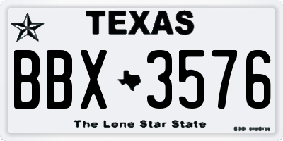 TX license plate BBX3576