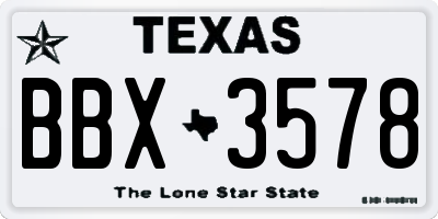 TX license plate BBX3578