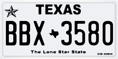 TX license plate BBX3580