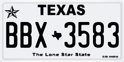 TX license plate BBX3583