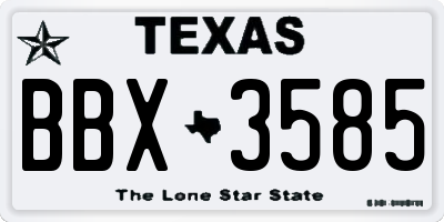 TX license plate BBX3585