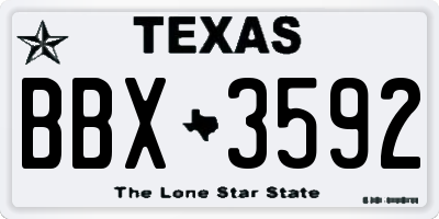 TX license plate BBX3592