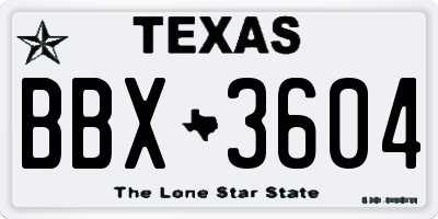 TX license plate BBX3604
