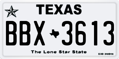 TX license plate BBX3613