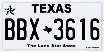 TX license plate BBX3616
