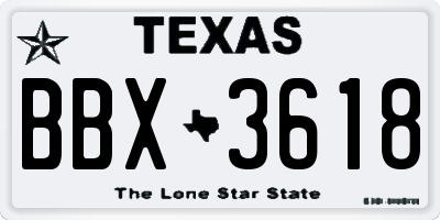 TX license plate BBX3618