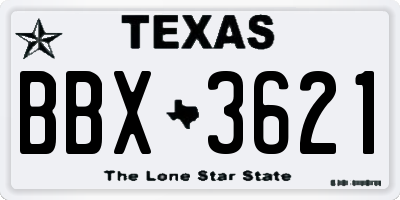 TX license plate BBX3621