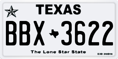 TX license plate BBX3622