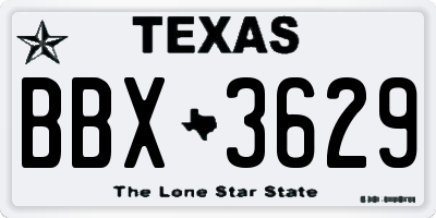 TX license plate BBX3629