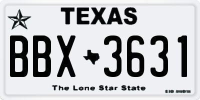 TX license plate BBX3631