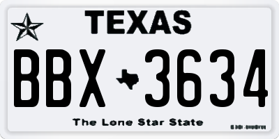 TX license plate BBX3634