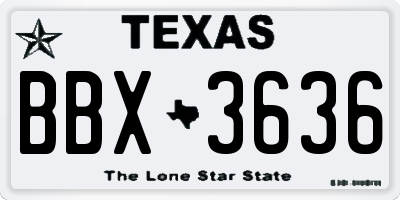 TX license plate BBX3636