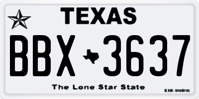 TX license plate BBX3637