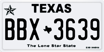 TX license plate BBX3639
