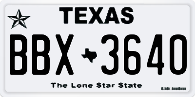 TX license plate BBX3640