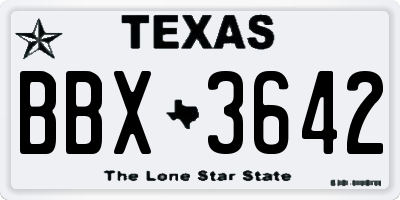 TX license plate BBX3642