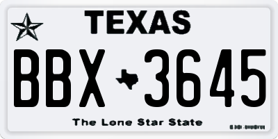 TX license plate BBX3645