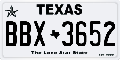 TX license plate BBX3652