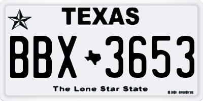TX license plate BBX3653