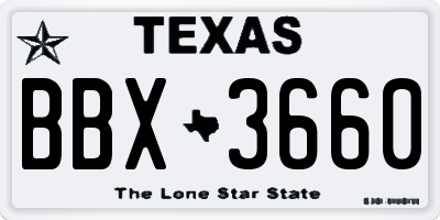 TX license plate BBX3660