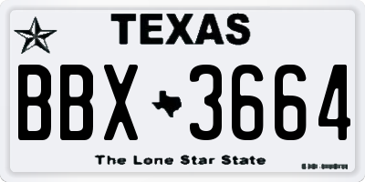 TX license plate BBX3664