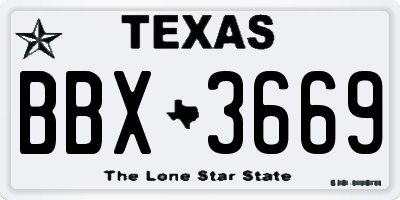 TX license plate BBX3669