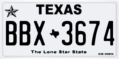 TX license plate BBX3674