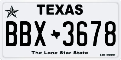 TX license plate BBX3678