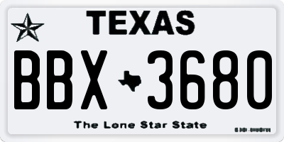 TX license plate BBX3680