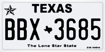 TX license plate BBX3685