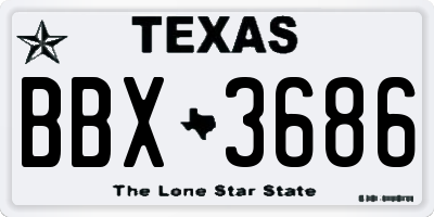 TX license plate BBX3686