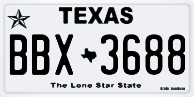 TX license plate BBX3688