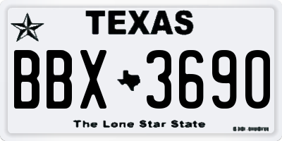 TX license plate BBX3690