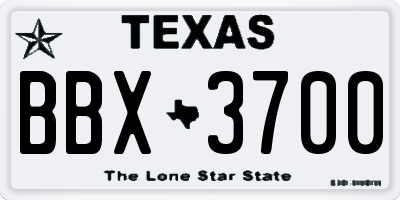 TX license plate BBX3700
